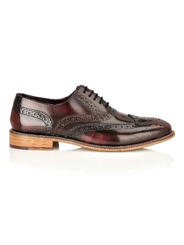 OXFORD BROGUES IN POLISHED MAROON