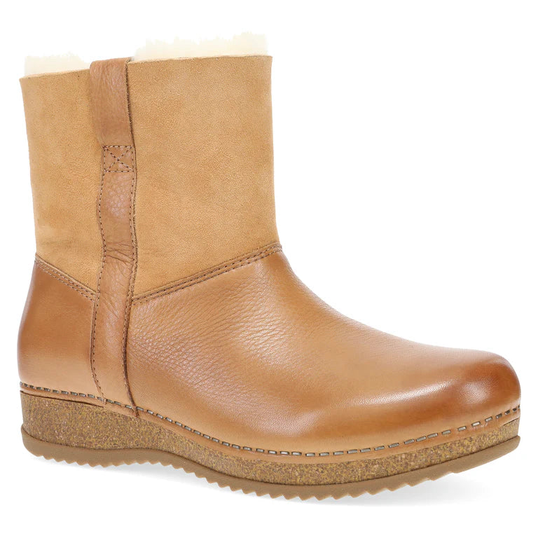 McKenzie Milled Leather Shearling Boot in Tan