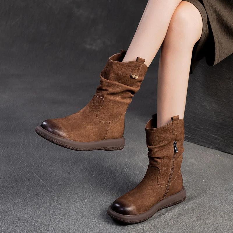 Women Vintage Soft Leather Classic Riding Boots