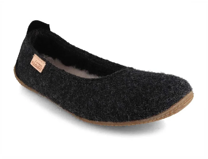 Living Kitzbühel Women Pure Wool Ballerinas 'un'i, anthra