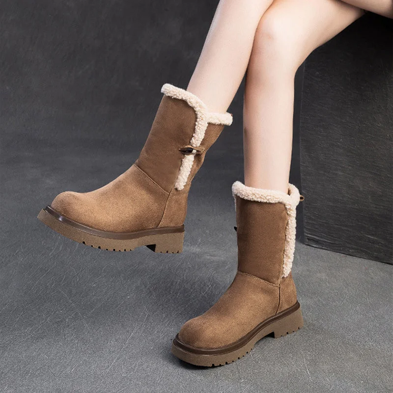 Women Vintage Leather Casual Soft Snow Boots