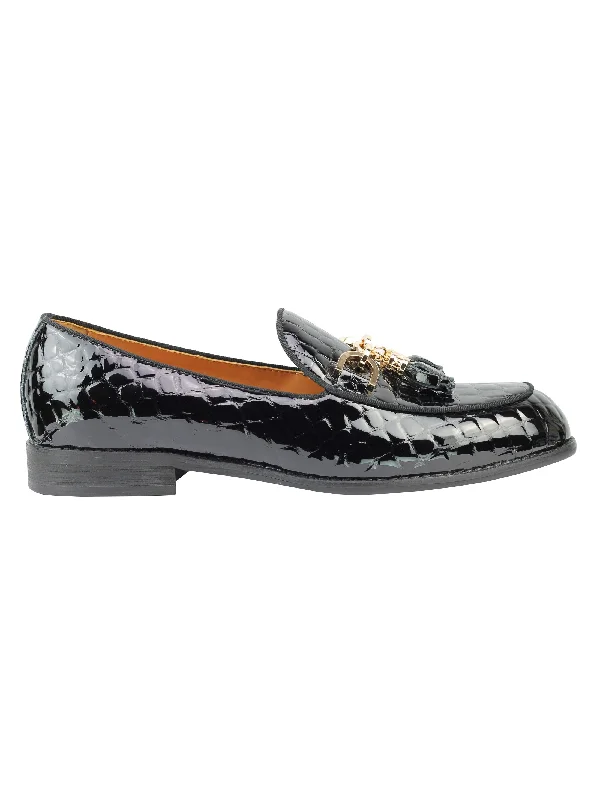 Real Leather Glossy Tassel Loafers