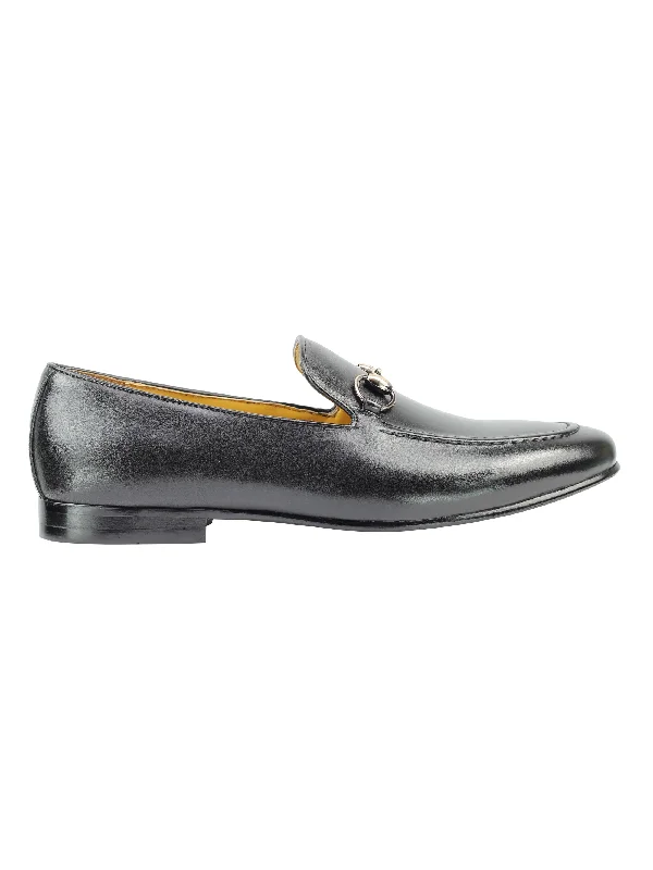 Real Leather Horse bit Snaffel Black Loafers