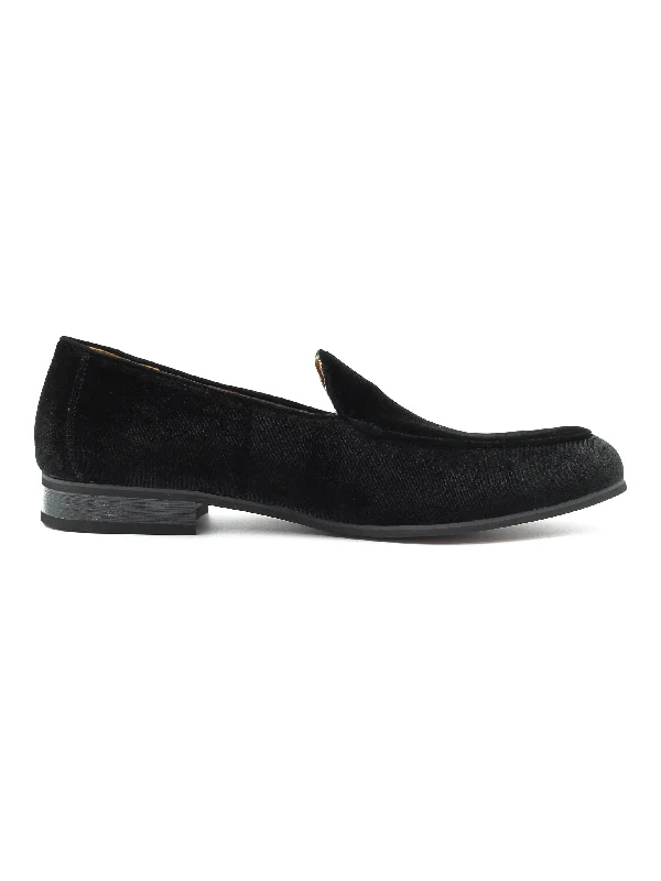 BLACK VELVET TUXEDO SLIPPERS