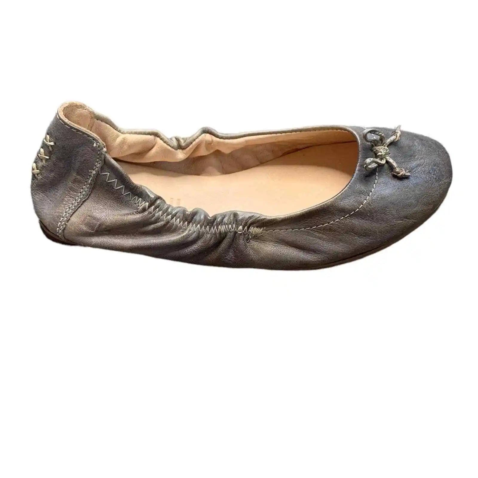 Bedstu Women's Bosworth Taupe Rustic Ballet Leather Flats sz 6