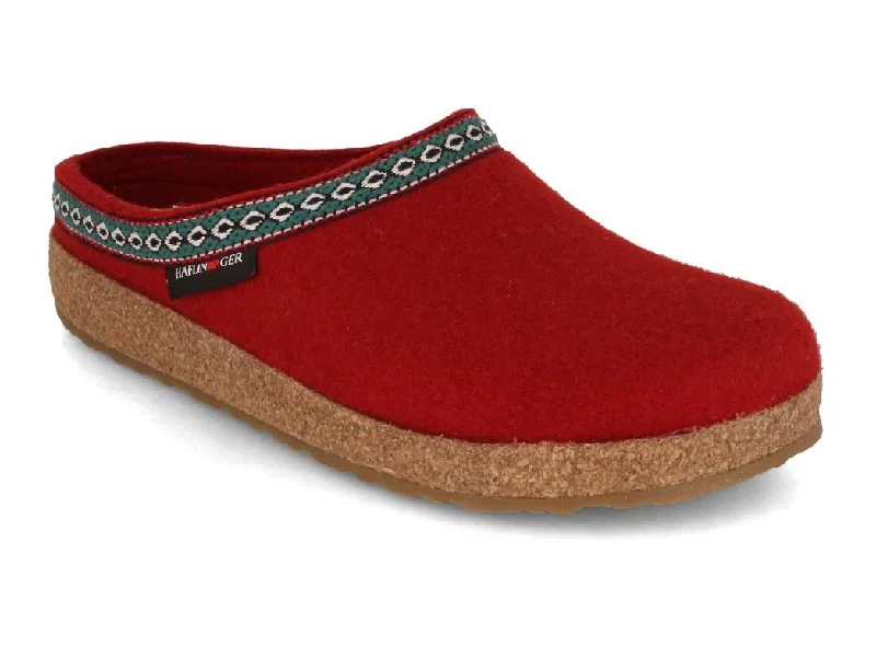 HAFLINGER Women Felt Clogs 'Grizzly Franzl', ruby