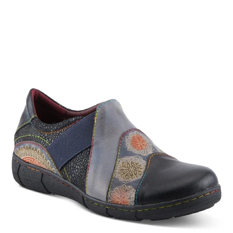 Lata Burnished Leather Clog in Black Multi