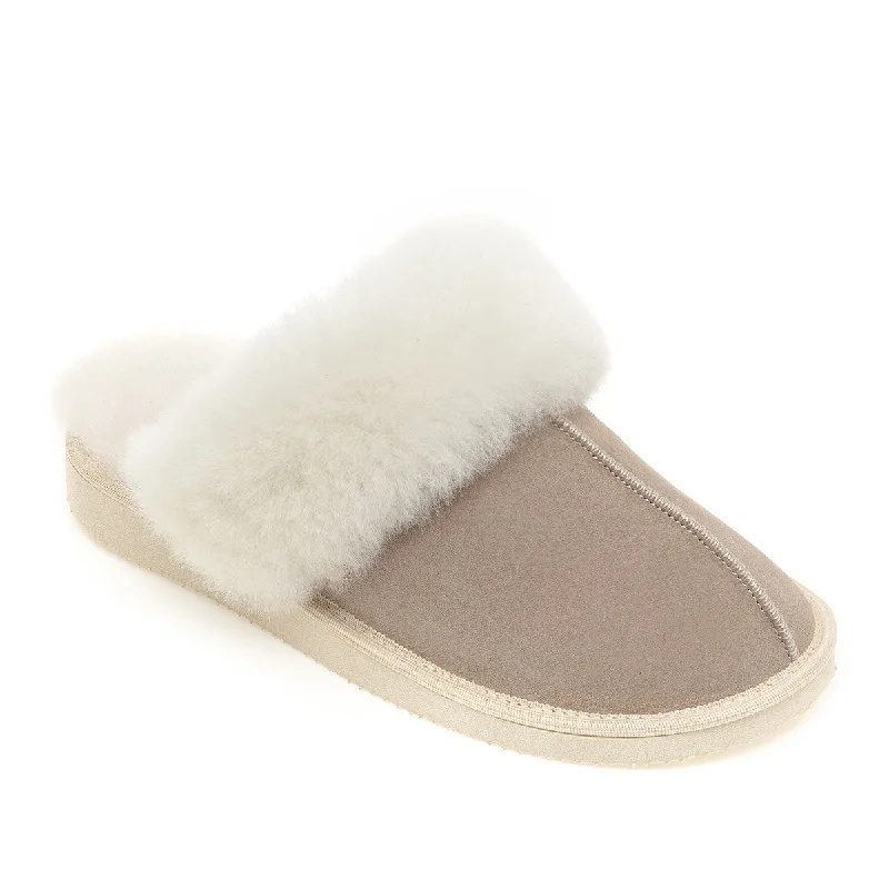 Ines Sheepskin Cuff Mules - Oat