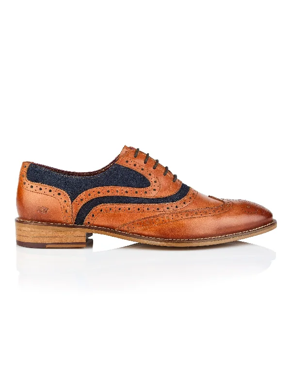 TAN & NAVY SUEDE OXFORD BROGUES