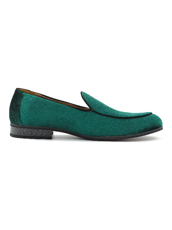 GREEN VELVET TUXEDO SLIPPERS