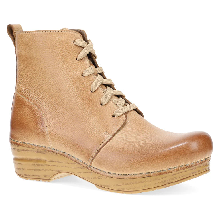 Sigourney Lace Up Classic Clog Boot in Honey