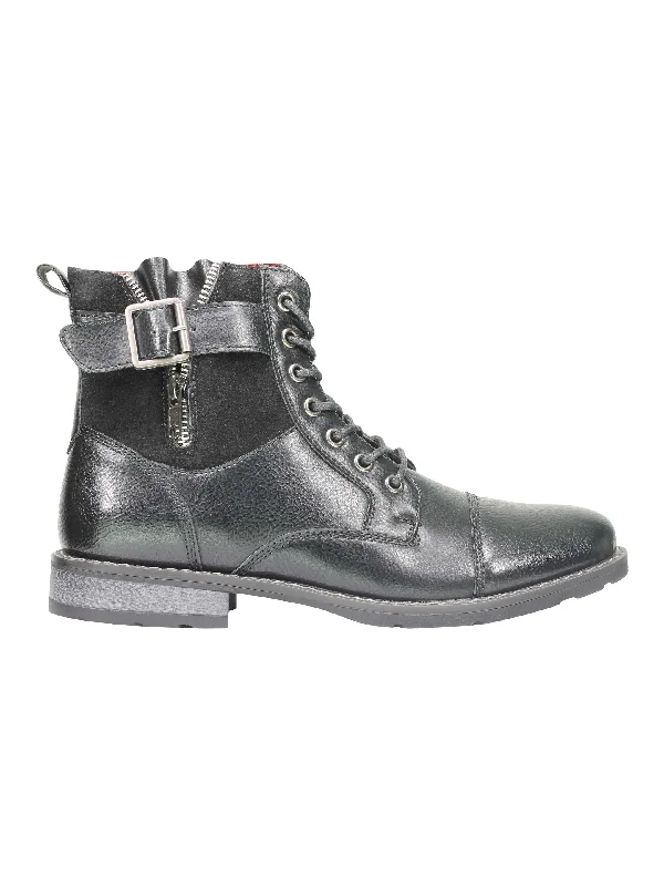 MILITARY COMBAT LACE UP BOOTS WITH ZIP