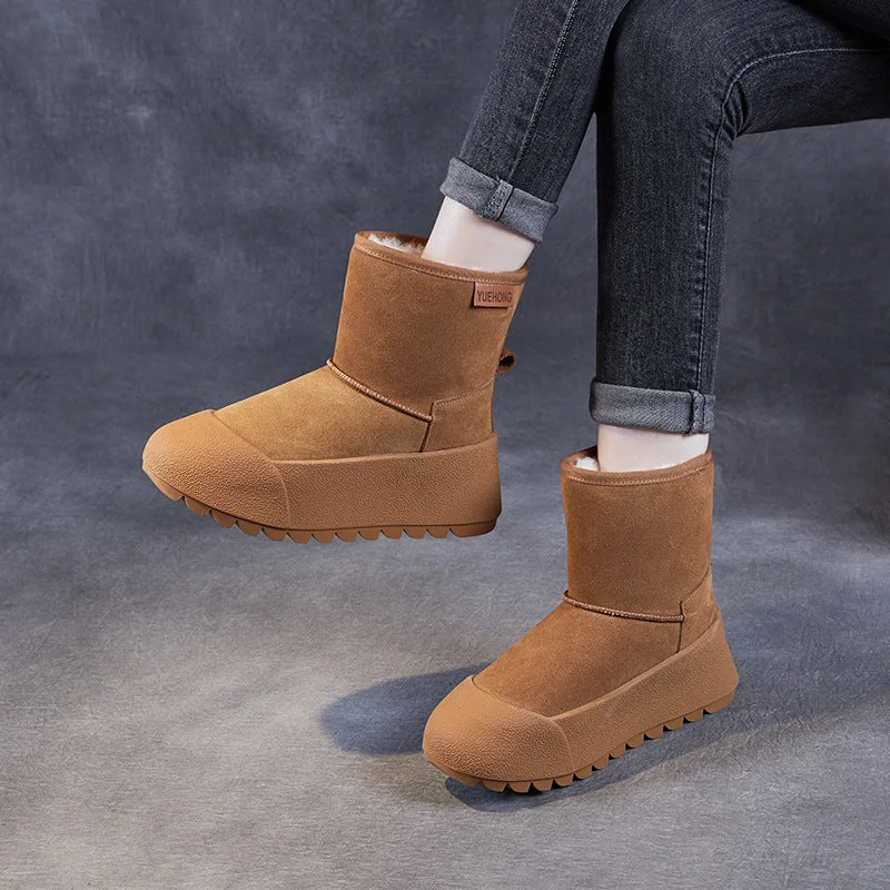 Women Solid Suede Minimalism Furred Snow Boots