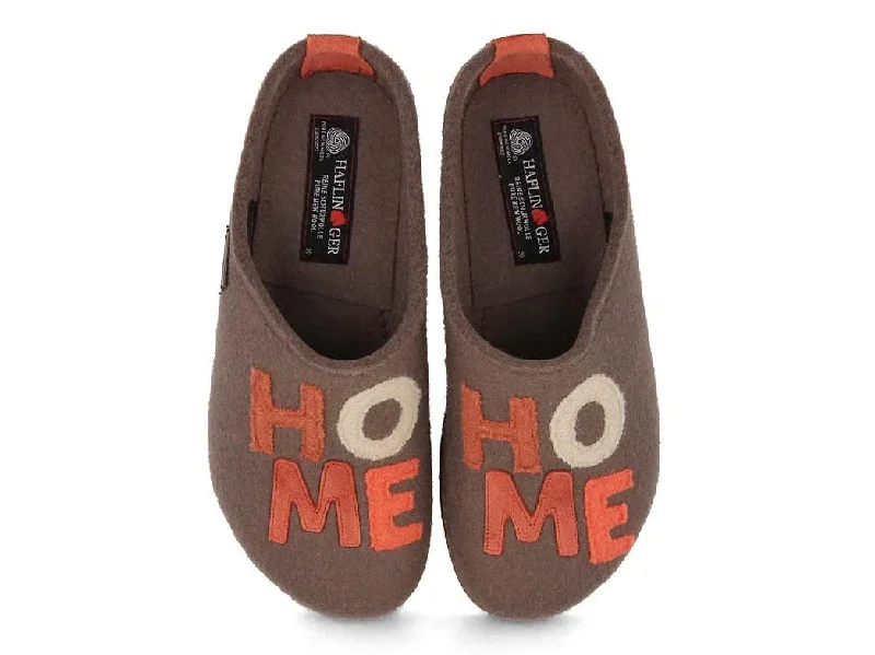 HAFLINGER Women Felt Slippers 'Grizzly Home', truffle