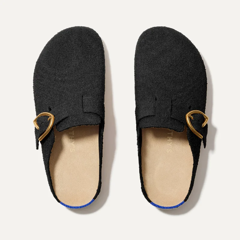 The Buckle Clog - Soft Black Bouclé