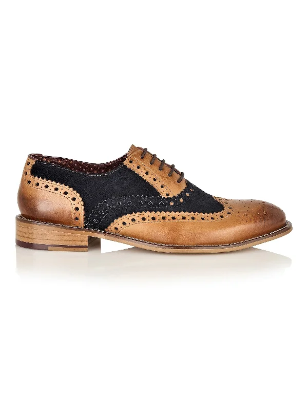 TAN NAVY SUEDE OXFORD BROGUES