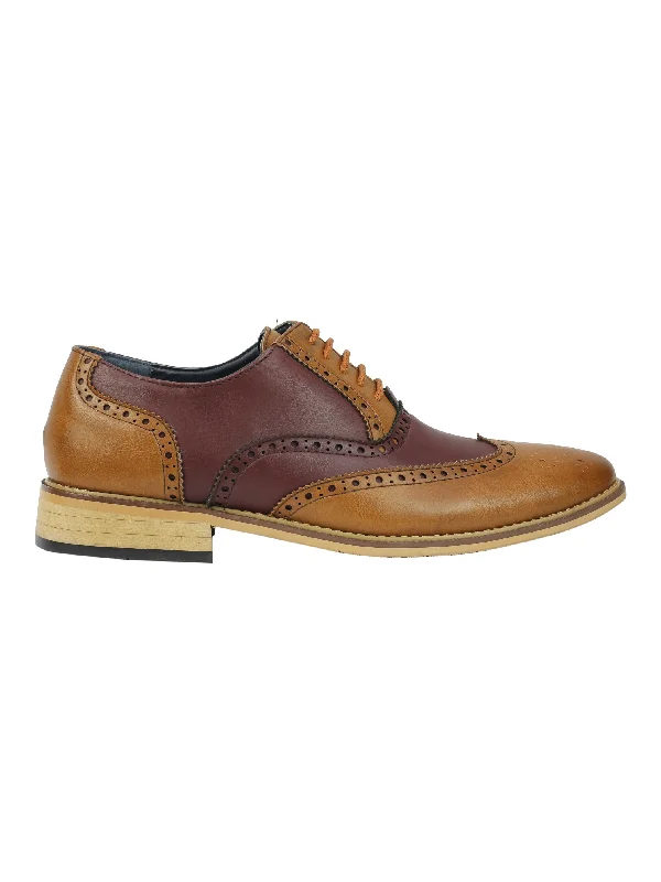 FAUX LEATHER 2 TONE BROGUE LACE UP SHOES