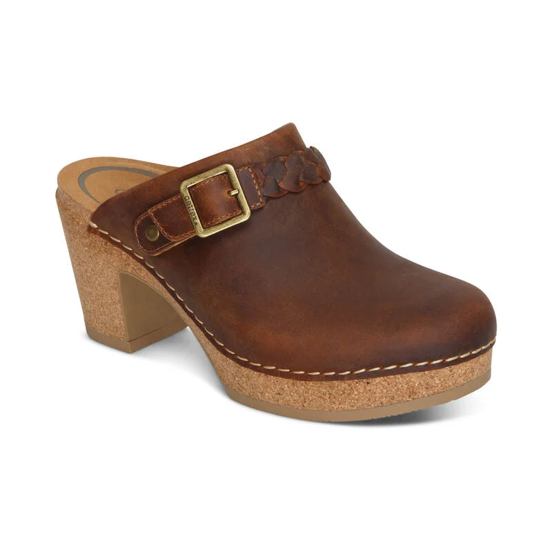 Corey Heeled Clog in Brown CLOSEOUTS