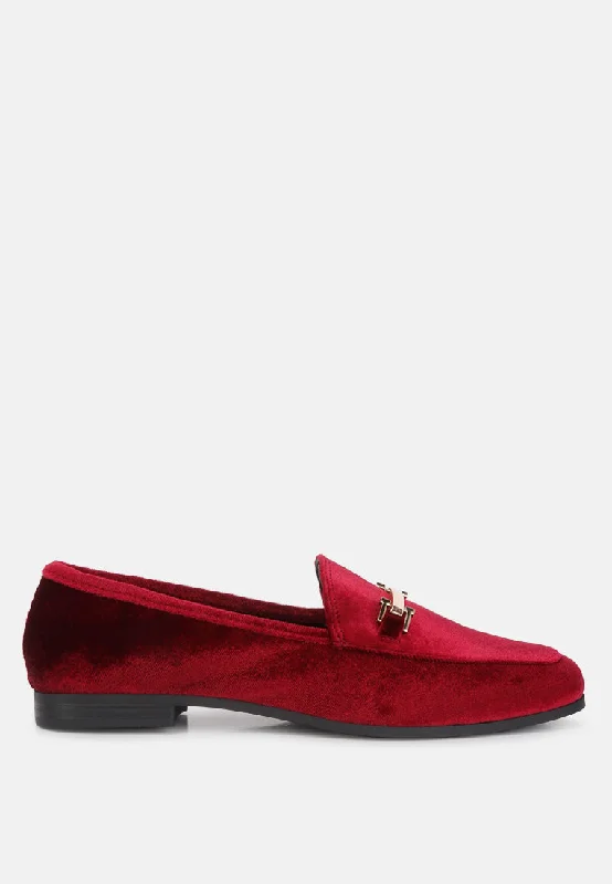 Evelio Horsebit Embellished Velvet Loafers