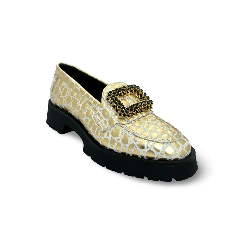 RAQUEL Gold Loafer