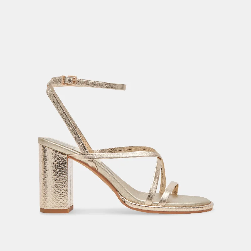 BARLY HEELS LIGHT GOLD METALLIC LEATHER