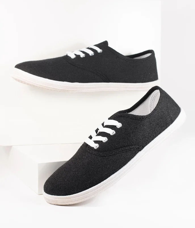 Black Canvas Ladies Sneakers