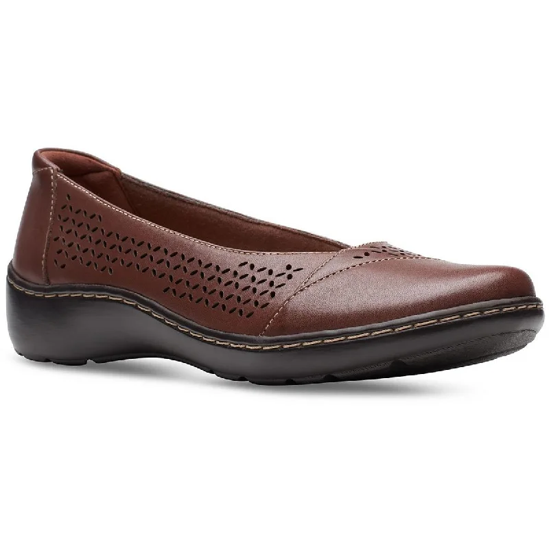 Clarks Womens Cora Iris Faux Leather Slip-On Loafers