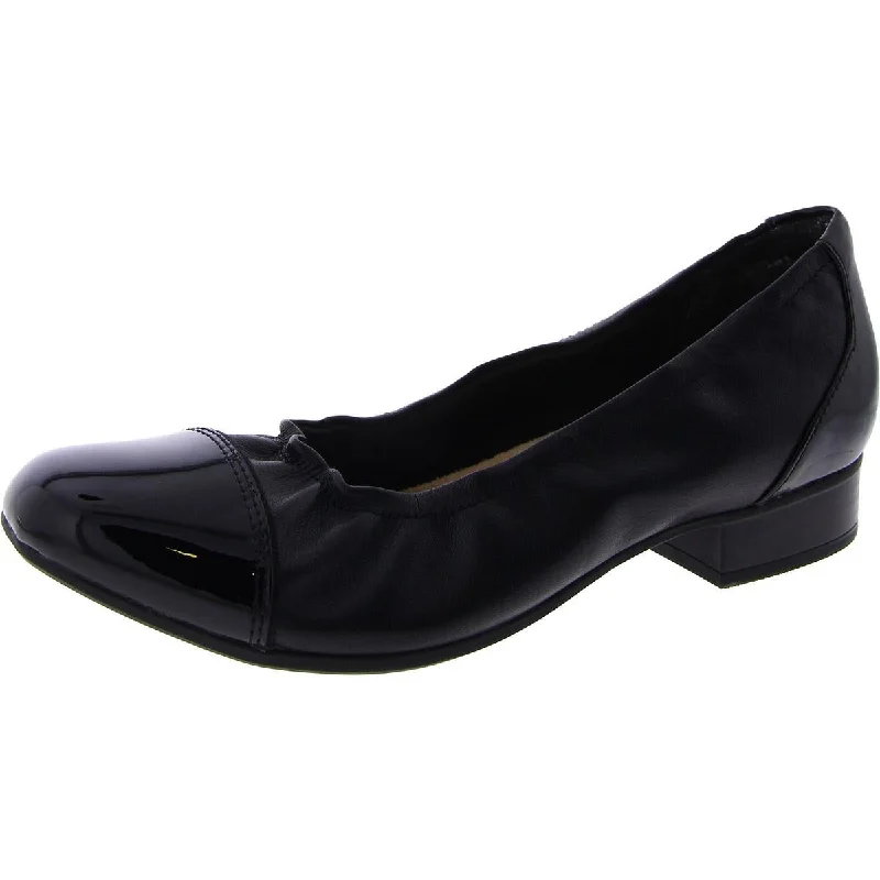 Clarks Womens Faux Leather Slip On Ballet Flats