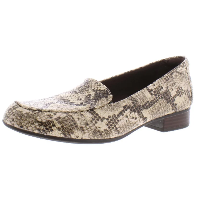 Clarks Womens Juliet Lora Faux Leather Snake Print Loafers