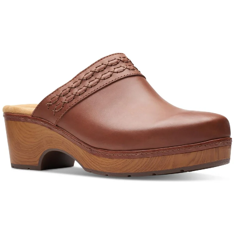 Clarks Womens Paizlee Poppy Leather Slip-On Mules