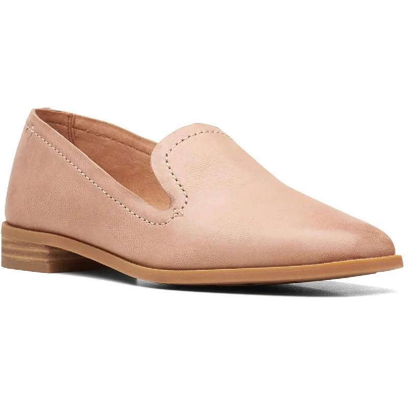 Clarks Womens Pure Hall Leather Slip-On Loafers