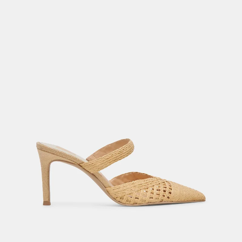 KALINE HEELS LT NATURAL RAFFIA