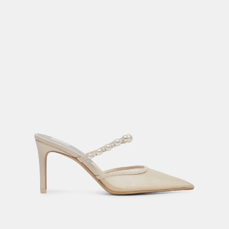 KAYSIE PEARL HEELS IVORY MESH