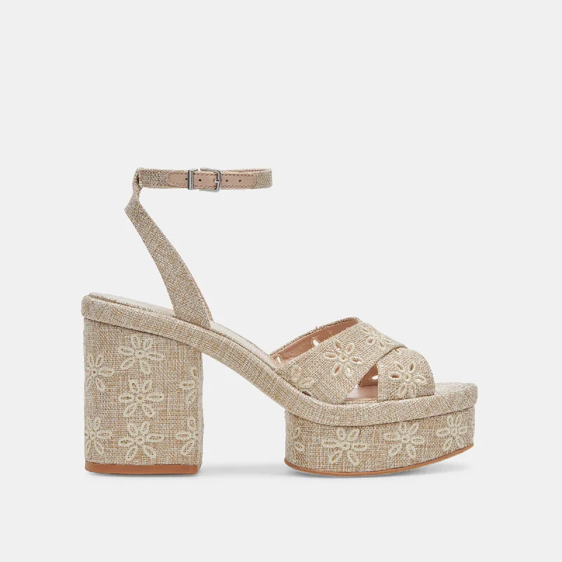 LAISHA HEELS ALMOND FLORAL EYELET