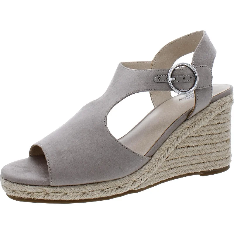 LifeStride Womens Tersa Faux Suede Ankle Strap Wedge Heels