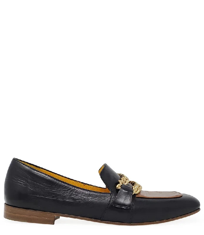 Flat Loafer Blk/Tan