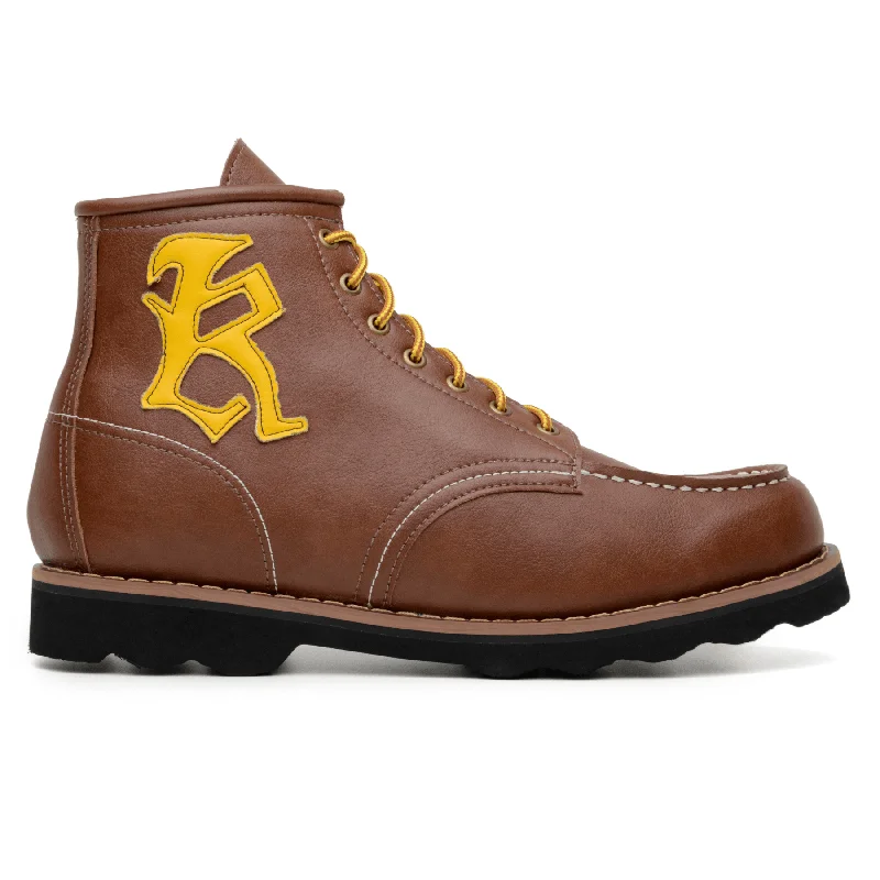 'Redwing' Vegan lace-up work boot by King55 - Cognac