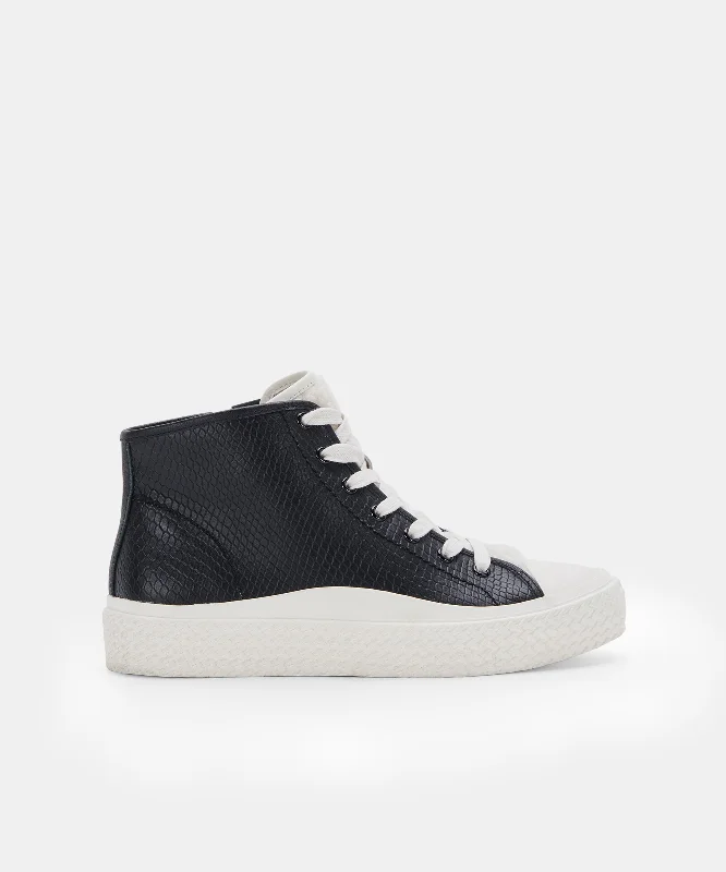 VEOLA PLUSH SNEAKERS BLACK EMBOSSED LEATHER