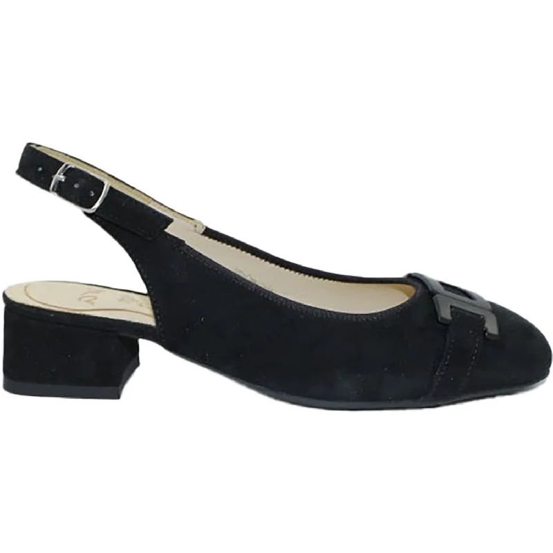 Womens Ara Gallant Sling 2 Black Kid Suede