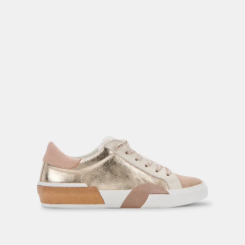 ZINA PLUSH SNEAKERS GOLD LEATHER